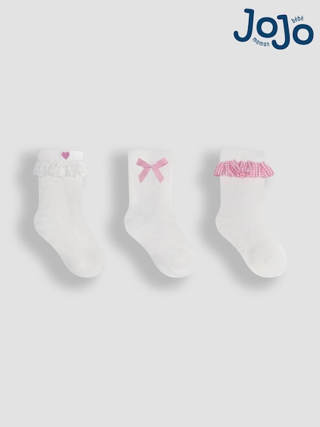 JoJo Maman Bébé Pink Frilly Socks 3 Pack (AY1338) | €15