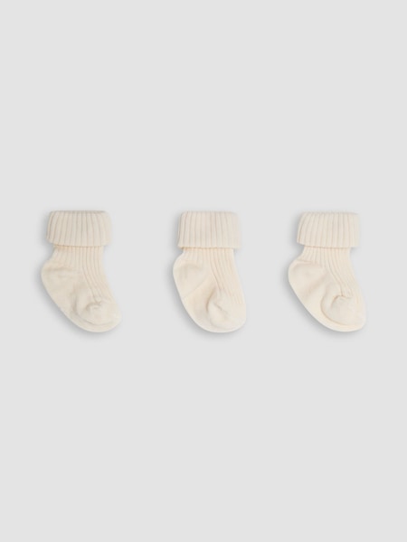 Crema crudo - JoJo Maman Bébé Baby Ribbed Socks 3 Pack (AY1343) | 15 €