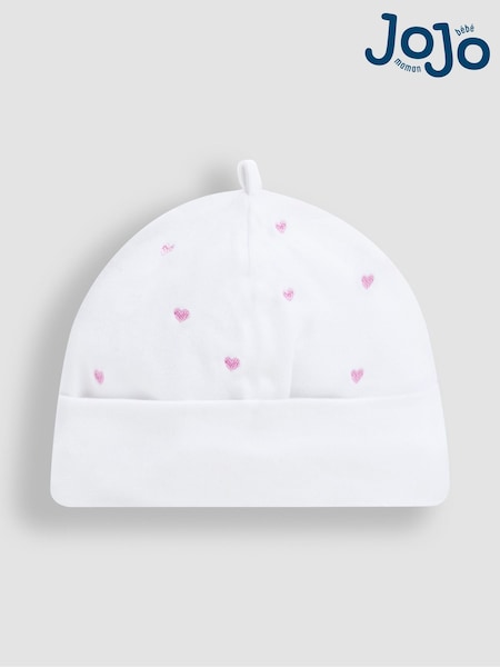 JoJo Maman Bébé 100% Organic Cotton Heart Embroidered Baby Hat (AY1364) | 8 €