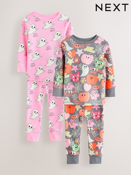 Grey Ghost & Pumpkin Print Halloween Snuggle Pyjamas (9mths-12yrs) (AY1377) | AED61 - AED91