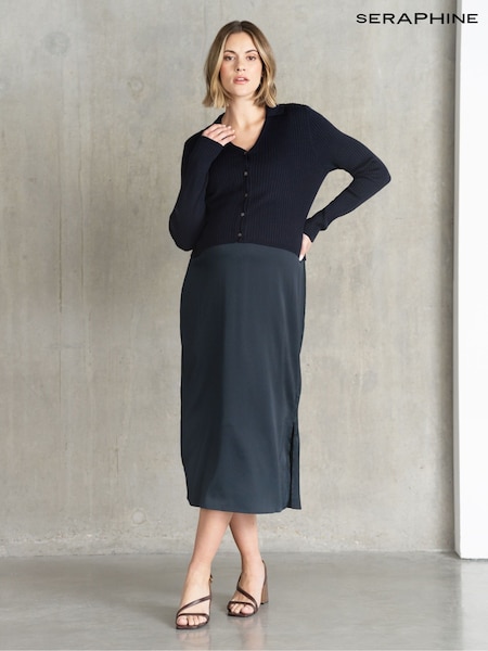 Seraphine Blue Maternity & Nursing Rib Knit Cardigan with Slip Skirt (AY1387) | € 91