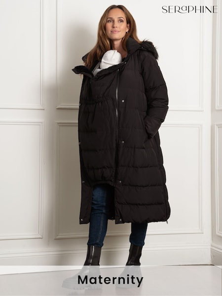 Seraphine Maternity Belted Black Puffer Coat (AY1394) | €208