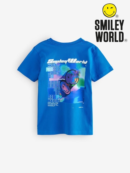 Albastru - Tricou grafic relaxat pentru băieți SMILEYWORLD® din 100% bumbac (AY1403) | 104 LEI - 134 LEI