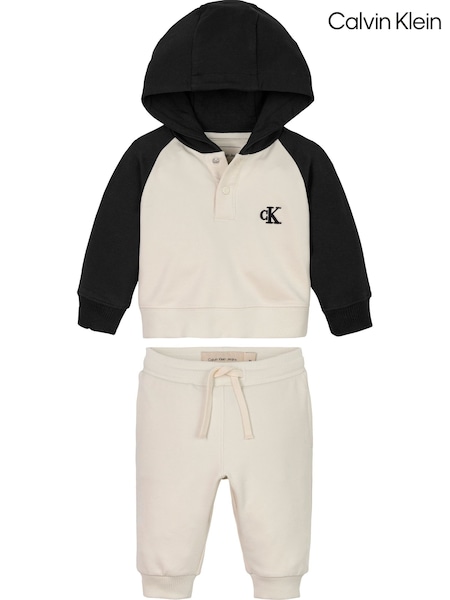 Calvin Klein Cream Stretch Cotton Hoodie And Joggers Set (AY1468) | €128