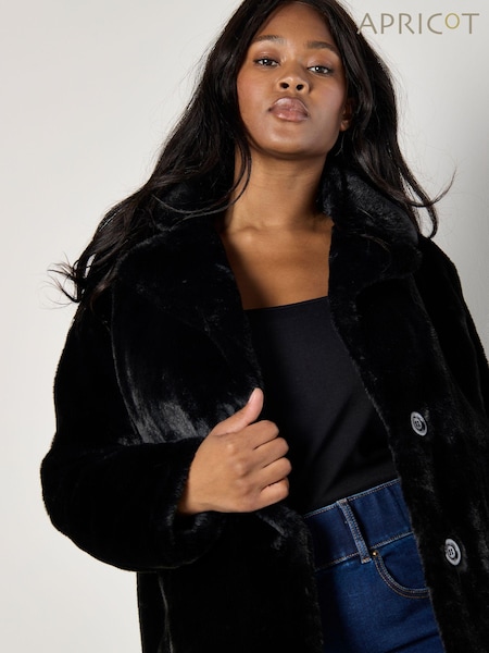 Apricot Black Faux Fur Short Jacket (AY1483) | €47.50