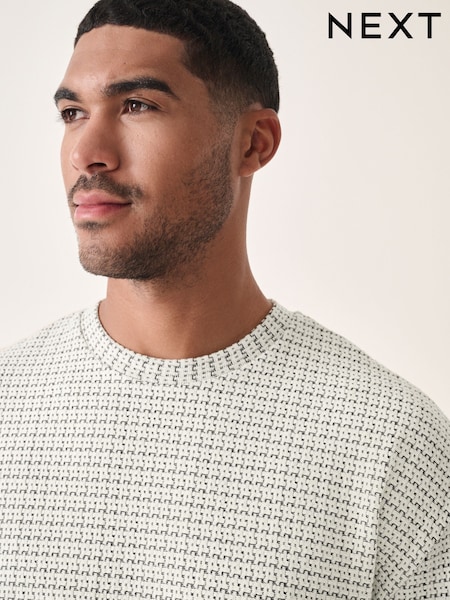 Ecru Casual Textured T-Shirt (AY1563) | 109 QAR