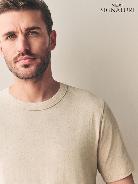 Light Neutral Signature Heavyweight T-Shirt with Linen (AY1566) | R$ 230