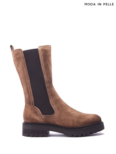 Moda in Pelle Olmeto Scalloped Rand Leather Chelsea Boots (AY1626) | ₪800