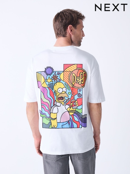 White Homer Simpson Licence 100% Cotton Graphic T-Shirt (AY1725) | €29
