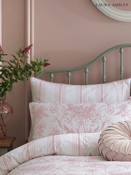 Laura Ashley Set of 2 Blush 100% Cotton Tuileries Pillowcases (AY1775) | €29