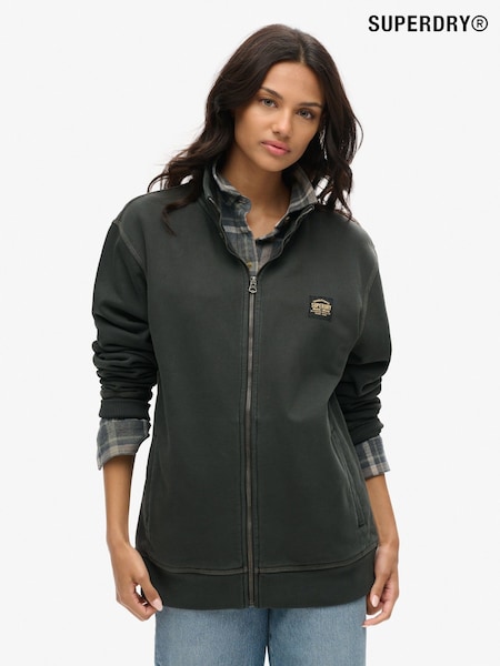 Superdry Black Oversized 100% Cotton Contrast Stitch Track Jacket (AY1829) | €87