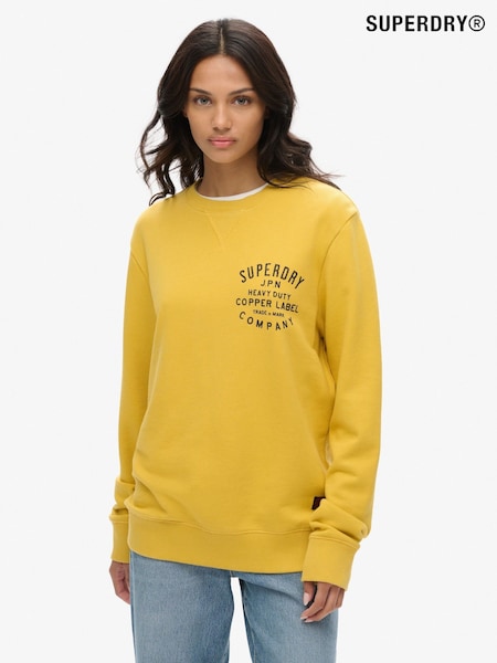 Superdry Yellow Oversized Copper Label 100% Cotton Graphic Crew Sweatshirt (AY1838) | €69