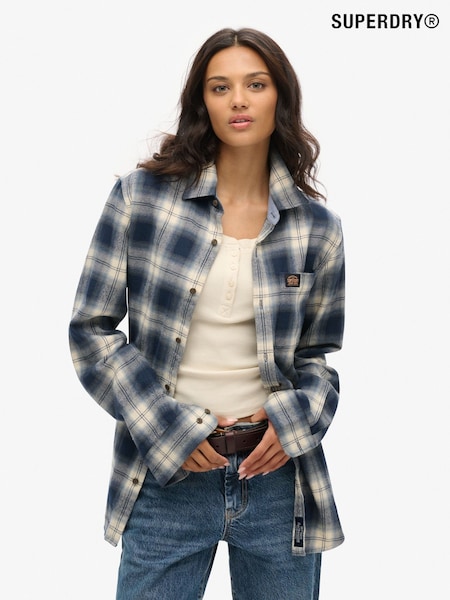 Superdry Blue Oversized Long Sleeve Cotton Lumberjack Shirt (AY1849) | MYR 315