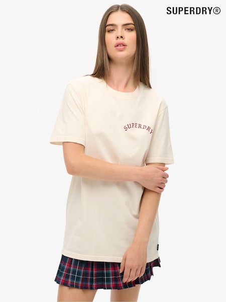 Superdry Cream Oversized Tattoo Graphic 100% Cotton T-Shirt (AY1854) | €37