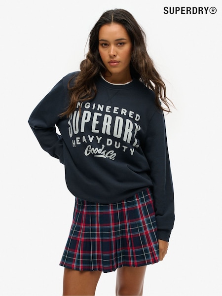 Superdry Blue Oversized Machined Goods Workwear Crew Sweatshirt (AY1864) | 368 SAR