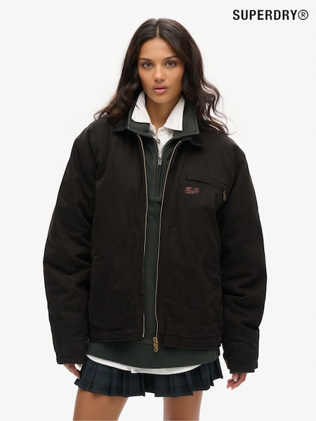 Superdry Black Oversized Surplus 100% Cotton Ranch Jacket (AY1867) | €174