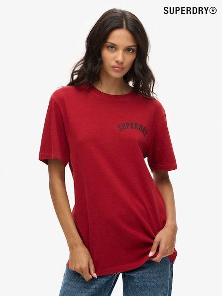 Superdry Red Oversized Tattoo Graphic 100% Cotton T-Shirt (AY1869) | €37