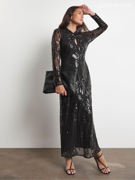 Joanna Hope Sequin Black Dress With Keyhole Detail (AY1884) | 737 LEI