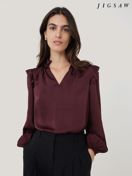 Jigsaw Natural Satin Ruffle Top (AY1918) | AED403