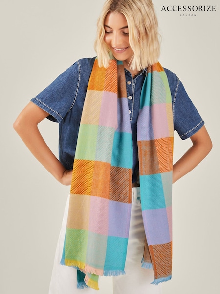 Accessorize Multi Colourblock Check Winter Woven Blanket Scarf (AY1929) | €13