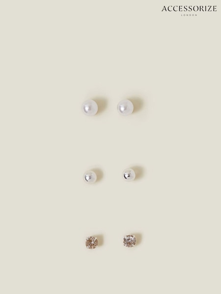Accessorize Sterling Pearl Mix Stud Earrings 3 Pack (AY1937) | €30