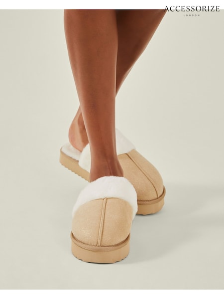 Accessorize Gold Glitter Platform Mule Slippers (AY1946) | AED95