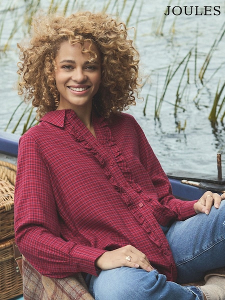 Joules Selene Navy Brushed Ruffle Shirt (AY1988) | 292 QAR