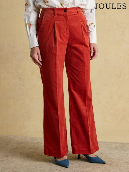 Joules Fernhill Burnt Orange Cord Wide Leg Pleated Trouser (AY2031) | R$ 880