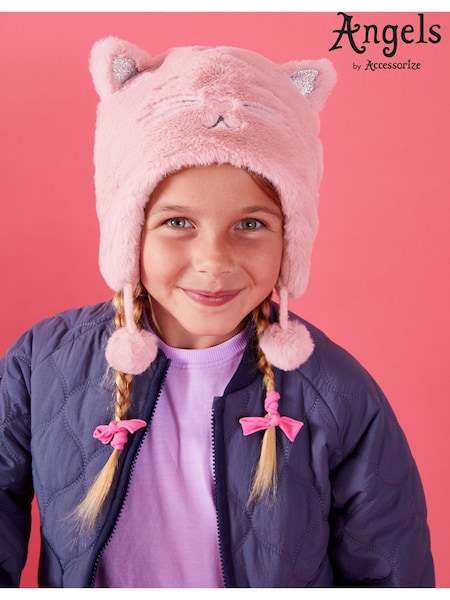 Angels By Accessorize Girls Fluffy Faux Fur Cat Winter Chullo Hat (AY2078) | € 20