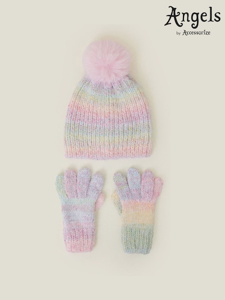 Angels By Accessorize Girls Ombre Chenille Knit Hat and Gloves Set (AY2079) | € 20