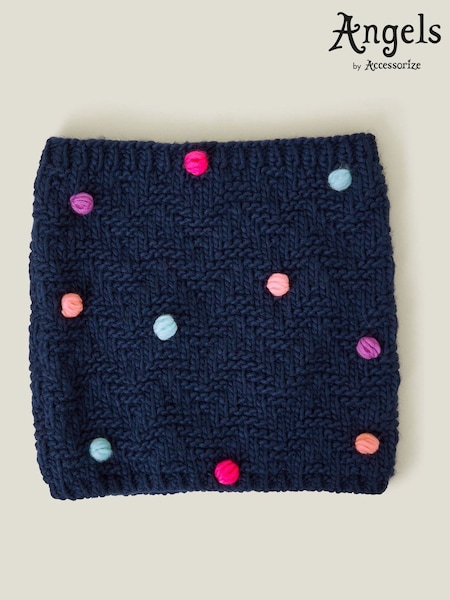 Angels By Accessorize Blue Girls Pom Pom Knit Snood (AY2112) | €18
