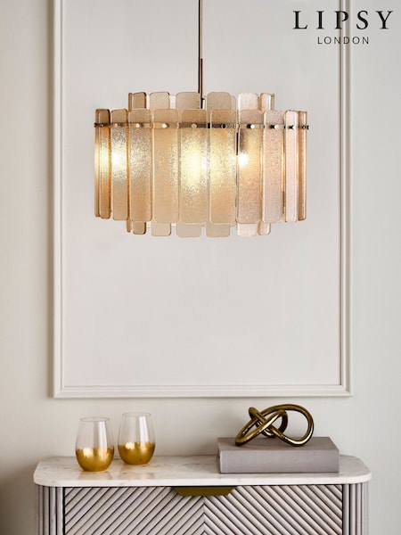 Lipsy Champagne Gold Crackle Glass Chandelier Light (AY2182) | €380