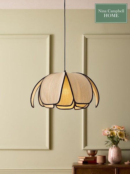 Nina Campbell Cream/Black Petalum Floral Pendant Light (AY2188) | €189
