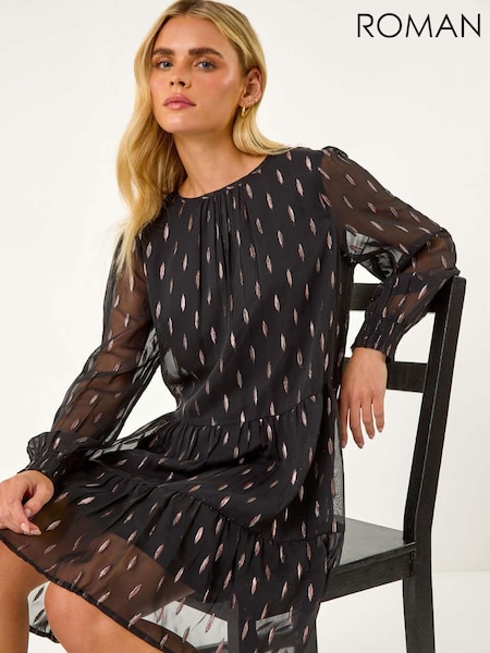 Черный - Roman Petite Metallic Jacquard Dress (AY2231) | €72