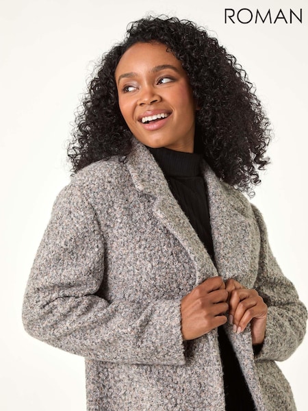 Roman Grey Petite Textured Boucle Coat (AY2232) | €107