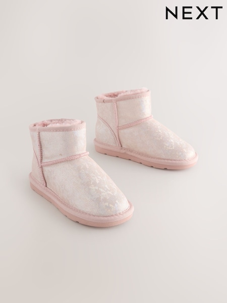 Pink Iridescent Standard Fit (F) Water Repellent Suede Short Pull-On Boots (AY2260) | € 37 - € 47