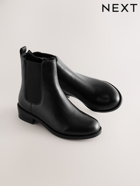 Black Leather Heeled Chelsea Boots (AY2266) | R$ 380 - R$ 450