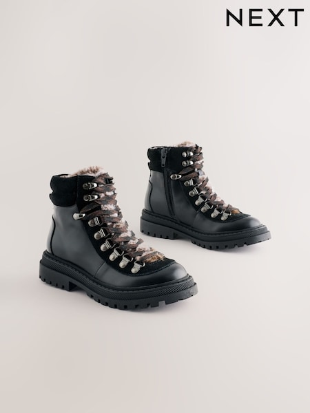 Black Lace Up Hiker Boots (AY2268) | €59 - €69