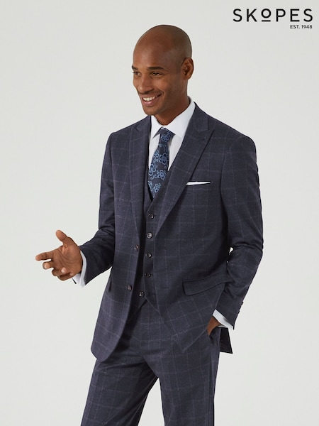 Skopes Blue Tailored Fit Thoresby Ultimate Comfort Check Suit Jacket (AY2340) | €172