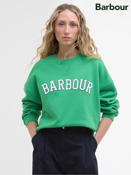 Barbour® Green Silverdale Varsity 100% Cotton Sweatshirt (AY2392) | €107