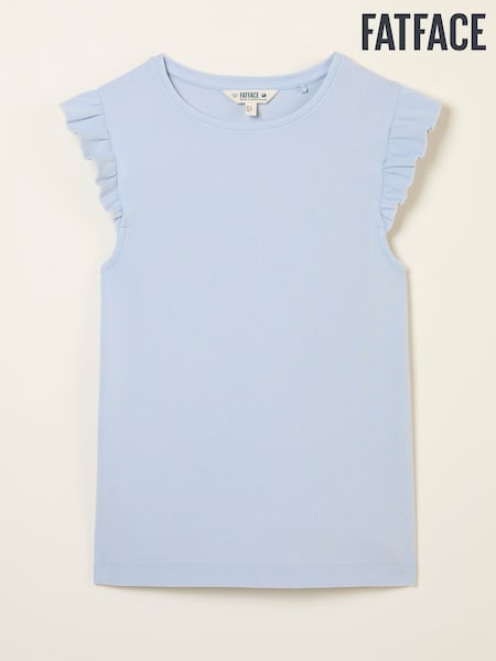 FatFace Light Blue Frill Sleeveless Top (AY2429) | 139 QAR