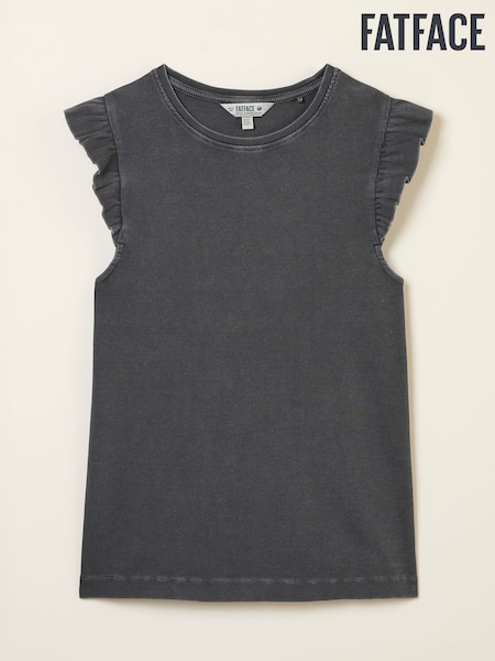 FatFace Charcoal Grey Frill Sleeveless Top (AY2437) | 139 QAR