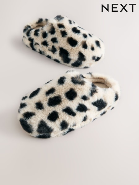 Animal Print Faux Fur Mule Slipper (AY2474) | AED51 - AED66