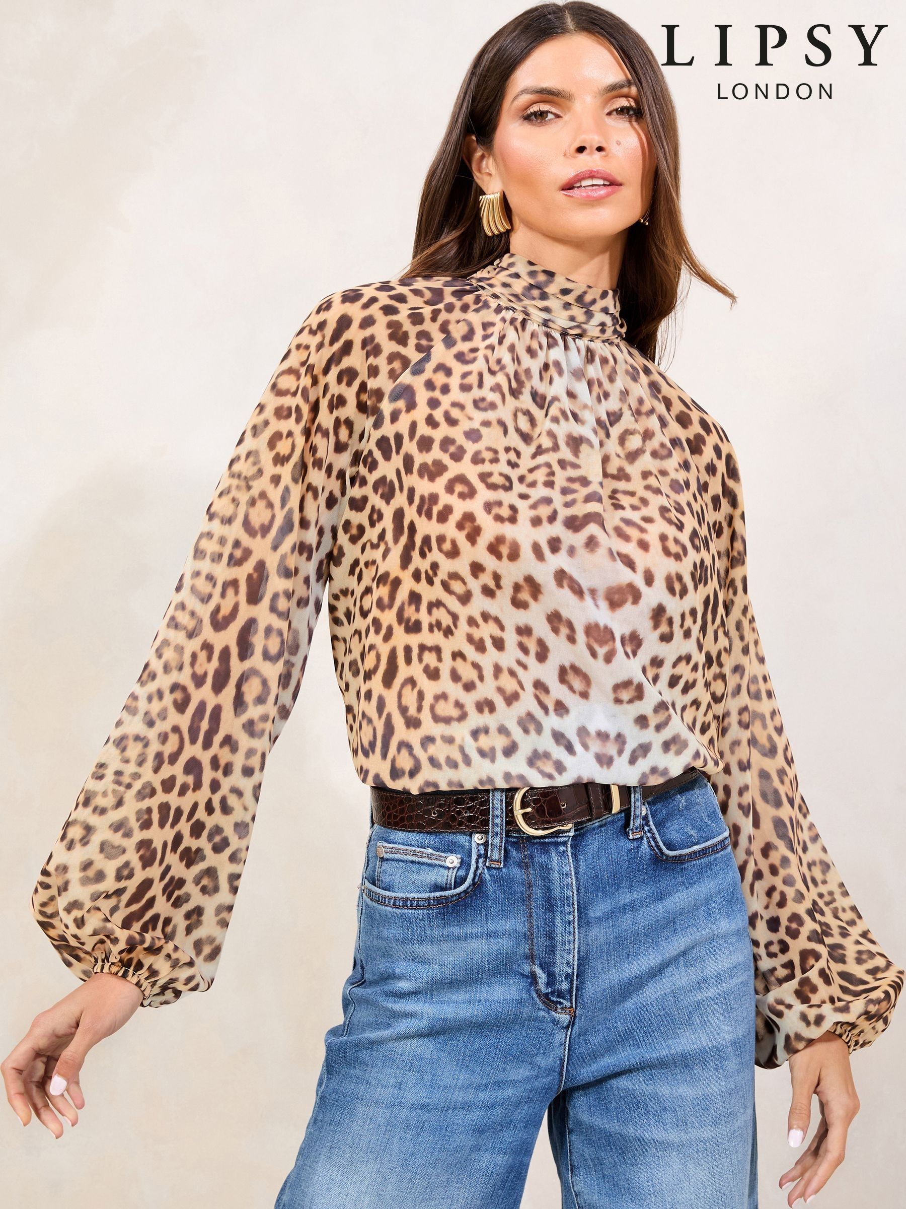 Leopard print dressy tops clearance