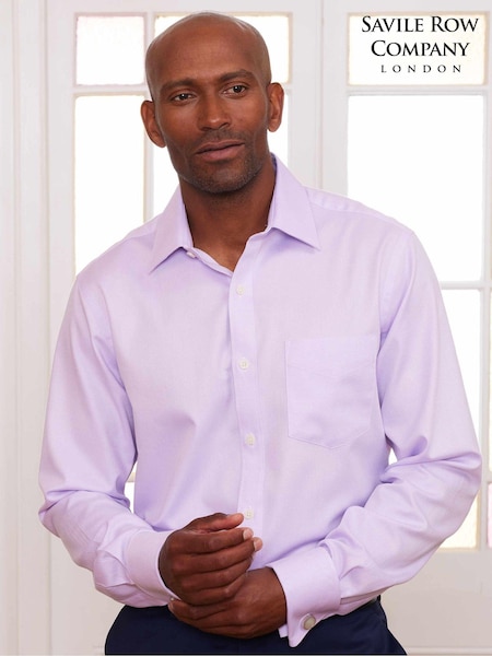 The Savile Row Company Classic Fit Herringbone Double Cuff Formal 100% Cotton Shirt (AY2515) | kr1 160