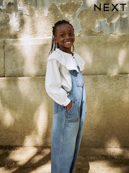Dark Blue Wide Leg Dungarees (3-16yrs) (AY2525) | AED117 - AED142