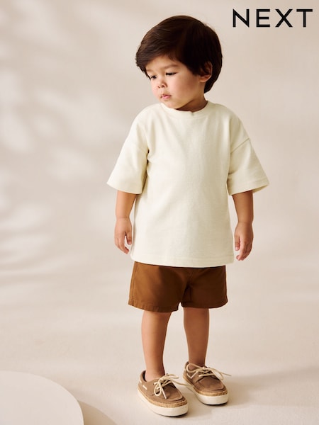 Off White Short Sleeve Textured 100% Cottton T-Shirt (3mths-7yrs) (AY2542) | €8 - €11