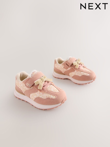 Pink Floral Elastic Lace Touch Fastening Trainers (AY2559) | AED122 - AED132