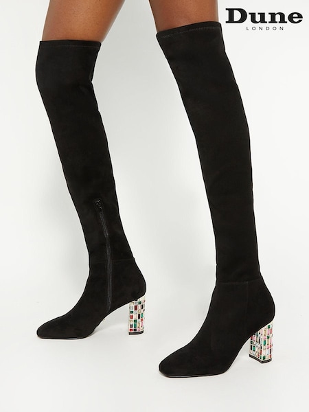 Dune London Black Stylish Embellished Jewel Heel Boots (AY2601) | €83