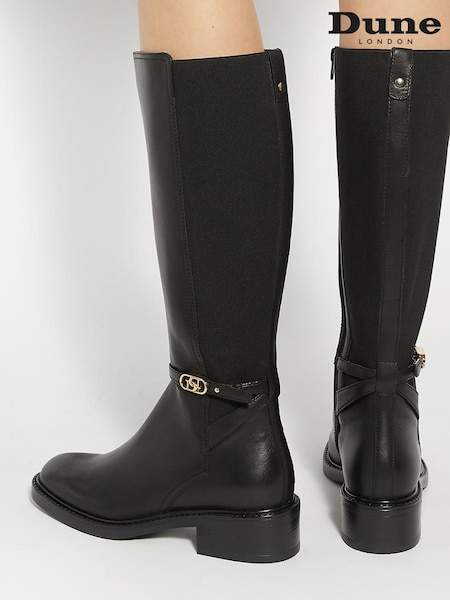 Dune London Black Tias Branded Buckle Boots (AY2605) | €236